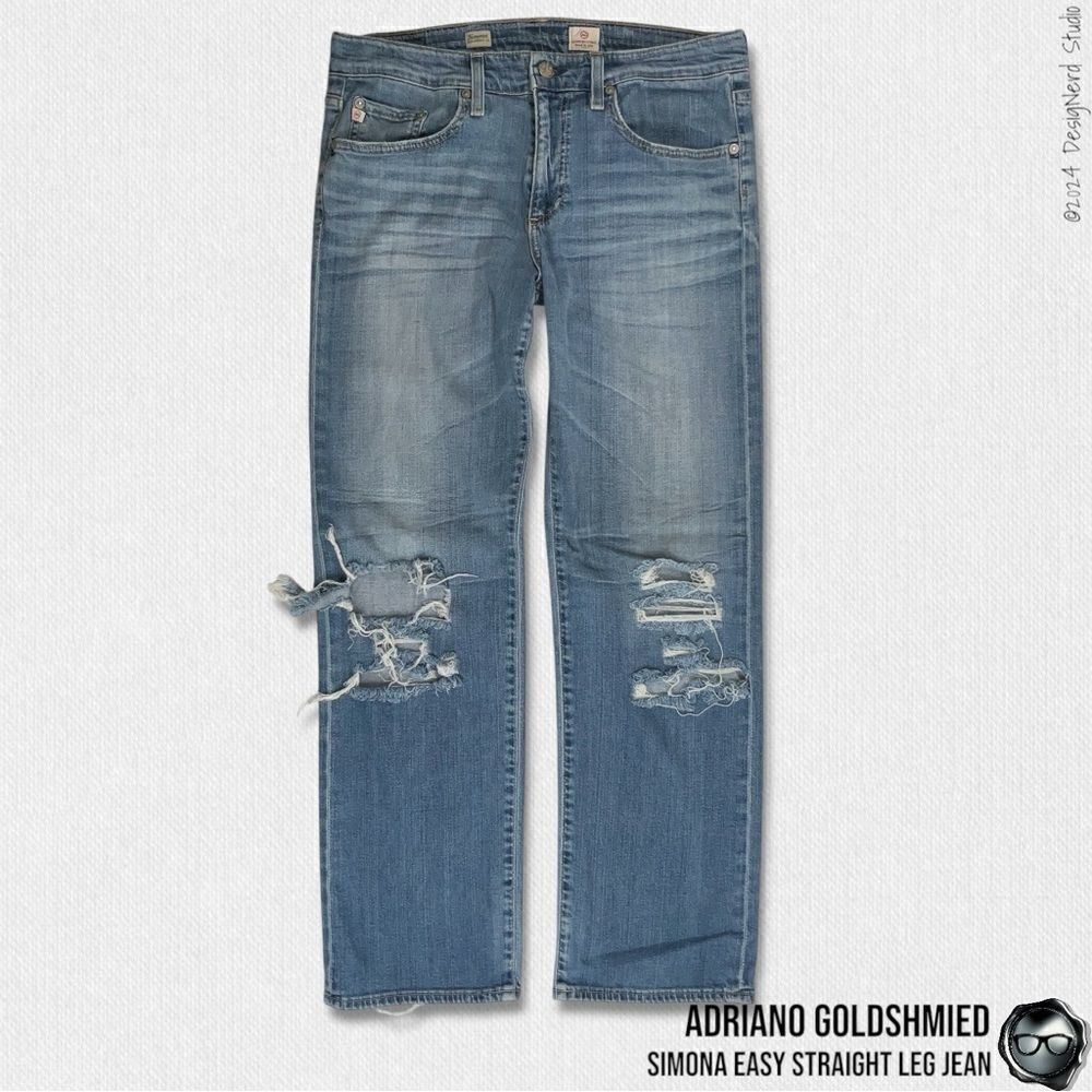 ADRIANO GOLDSCHMIED SIMONA EASY STRAIGHT LEG JEANS DISTRESSED SIZE 30R